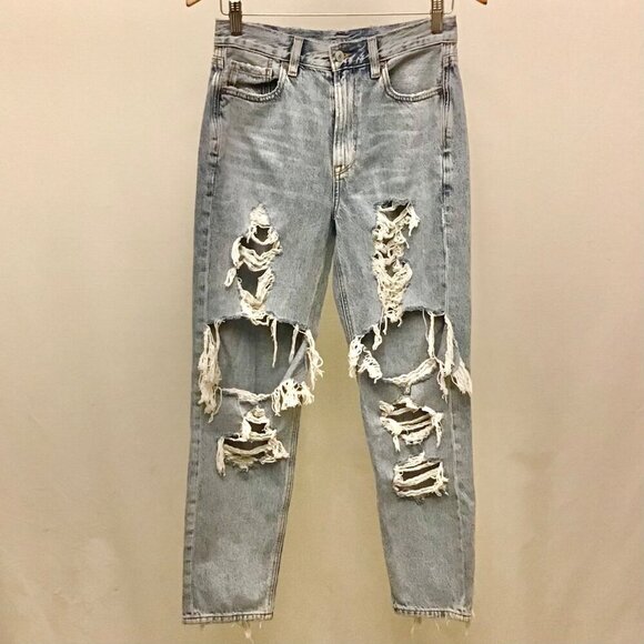 American Eagle 4 Mom Jeans Distressed Blown Out 2020 Women’s High Rise - Picture 3 of 11